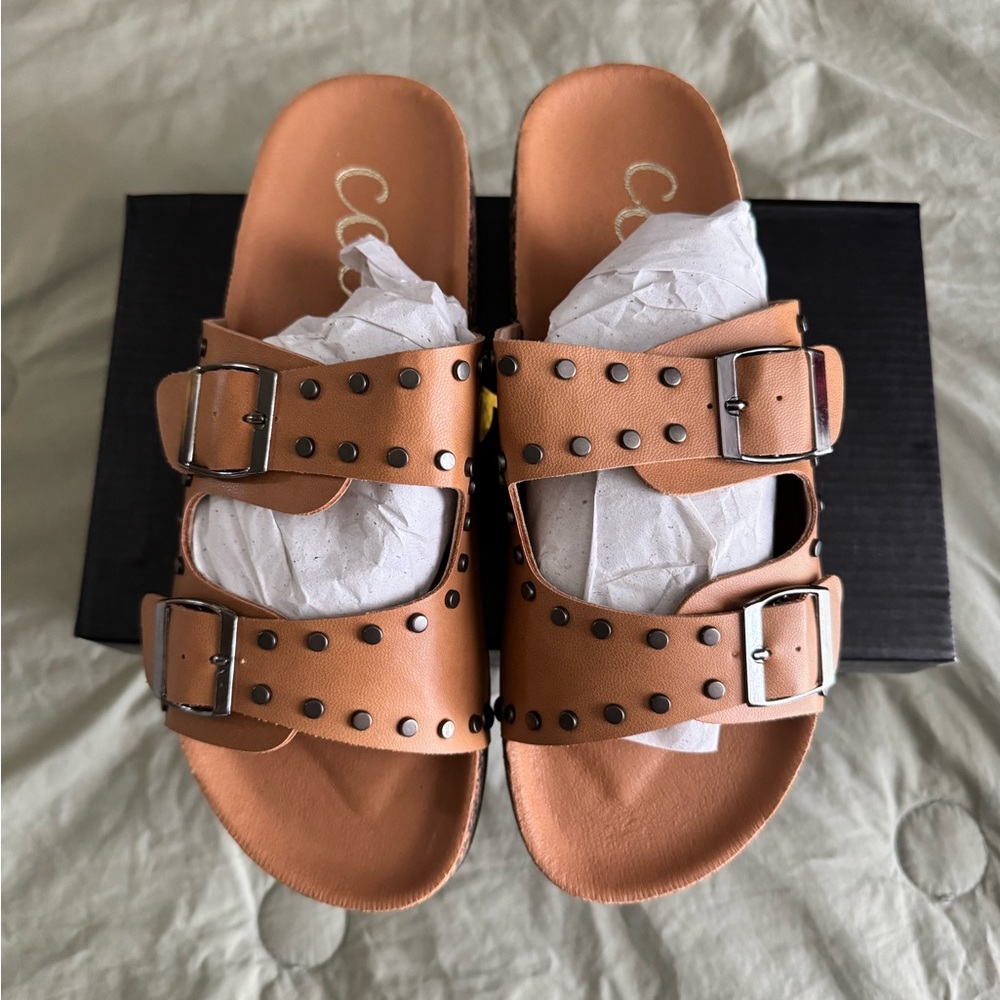 Ccocci Tan Studded Buckle Sandals